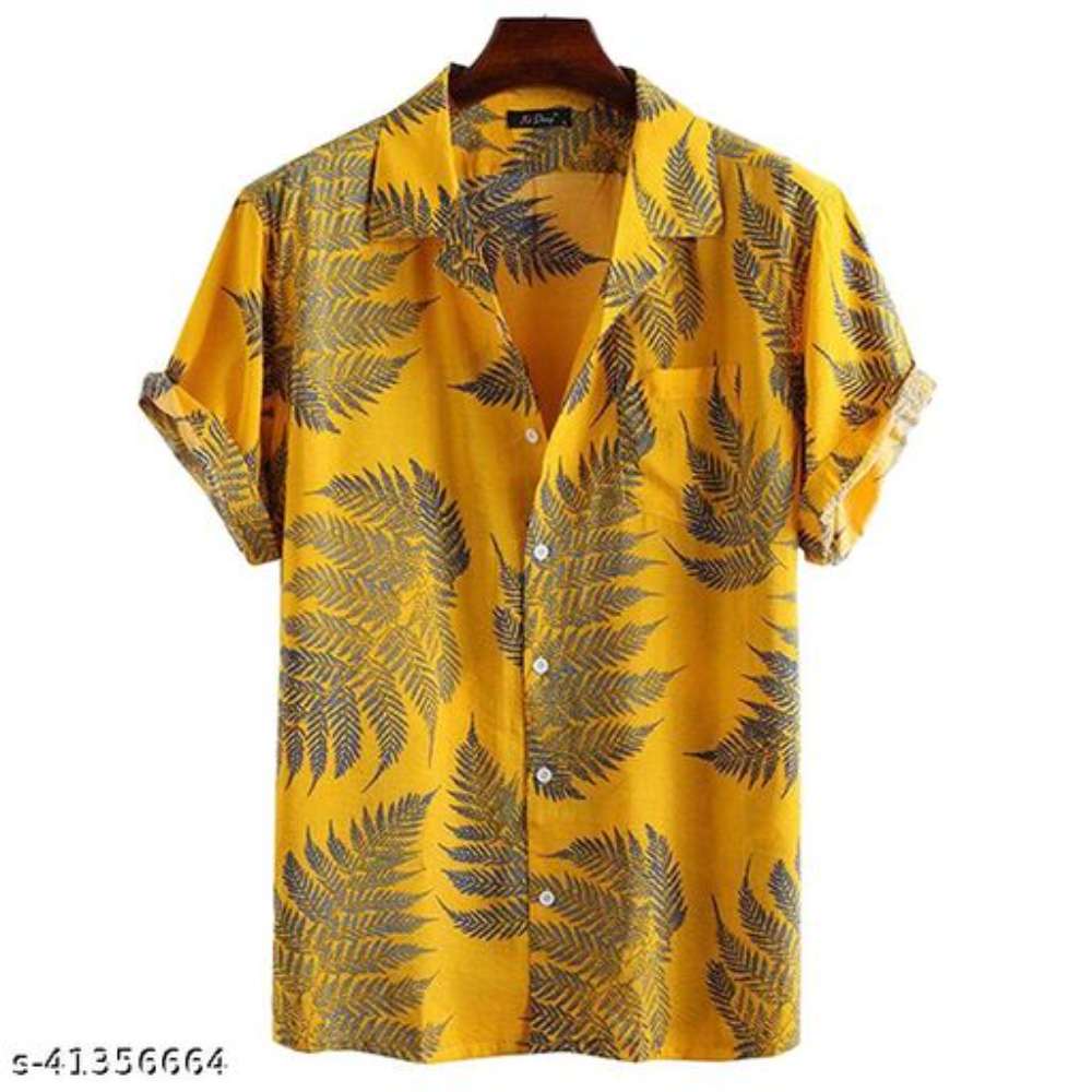 Piyora Men's Premium Cotton Mustard Color Party Wear Shirt