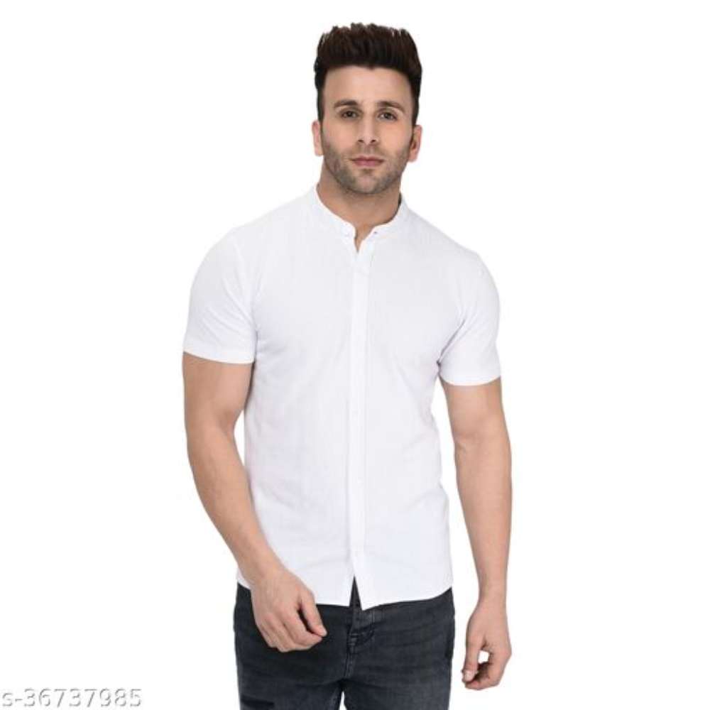 Gents Solid White Collared Shirt