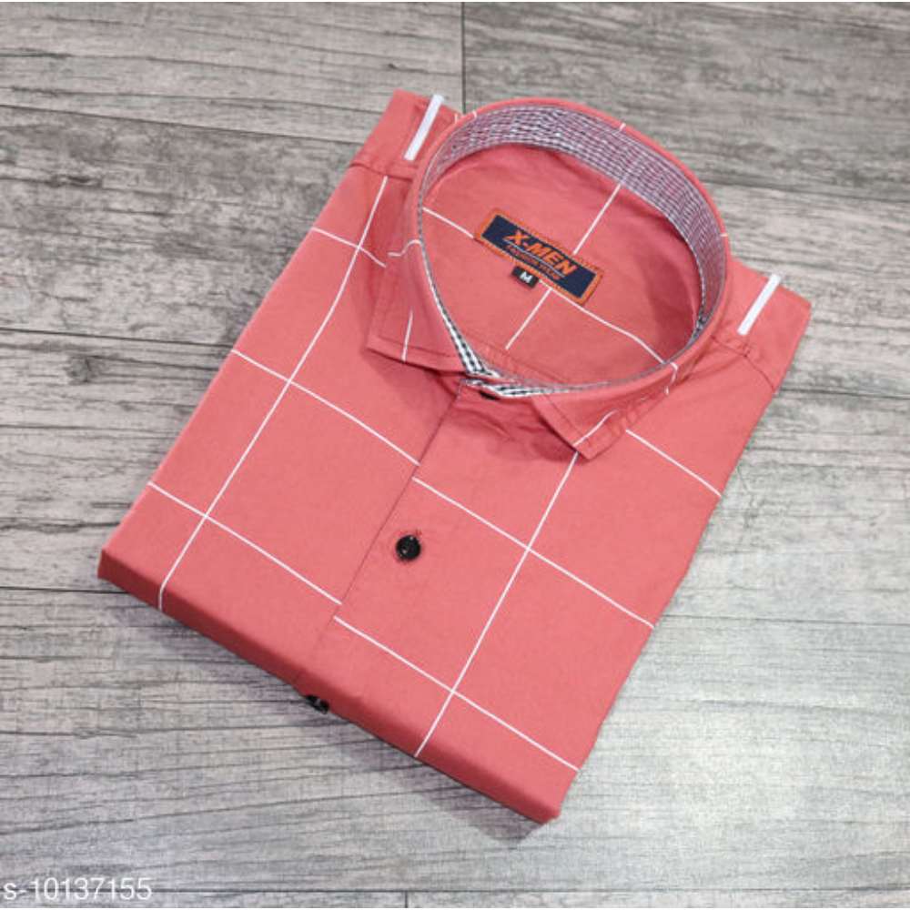 Men's Stylish Cotton Checks Casual Solid Slim Fit Men's Shirt