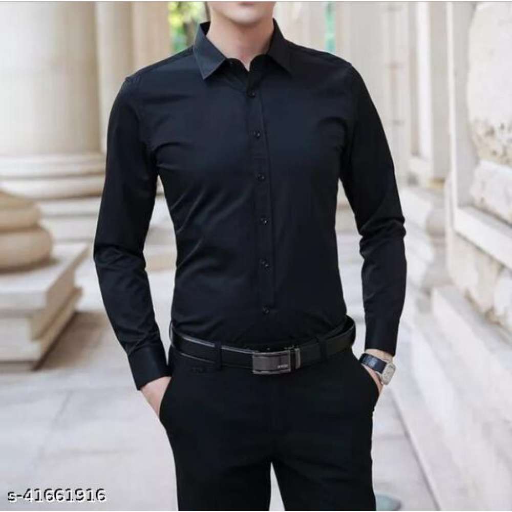 Men Former Cotton Shirt Black