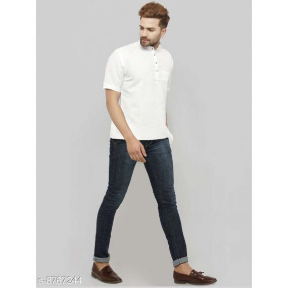Fab Kalakriti Men Cotton Linen Blend Short Shirt