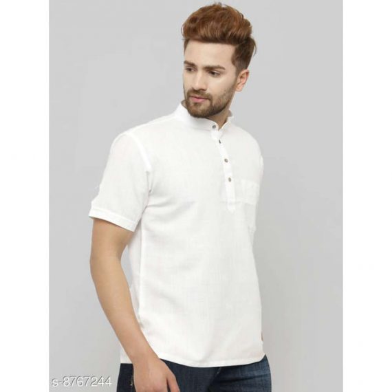 Fab Kalakriti Men Cotton Linen Blend Short Shirt