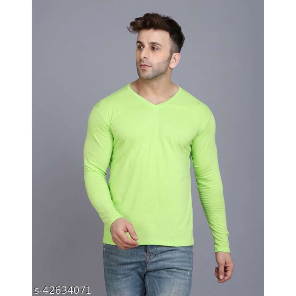 Men's Casual Solid Slim Fit V-Neck T-Shirt