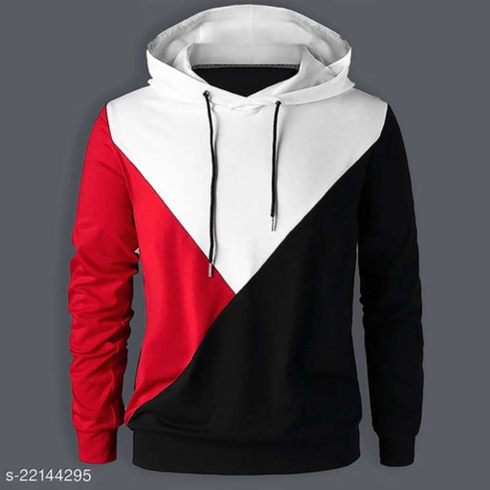 EYEBOGLER Men's Regular Fit Color Full Hooded Neck Cotton Blended Colorblock Pattern T-shirt