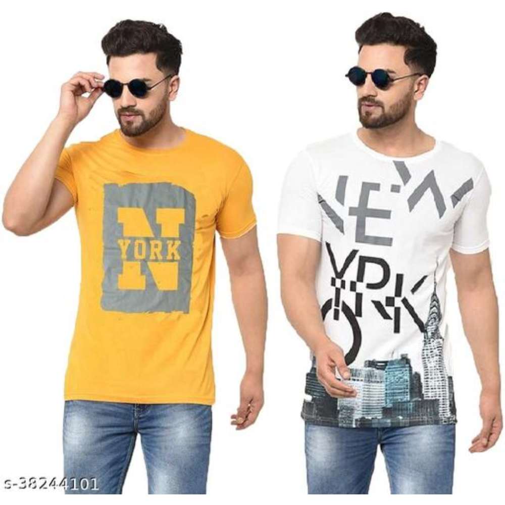 Stylish Cotton Printed Tshirt - Pack of 2