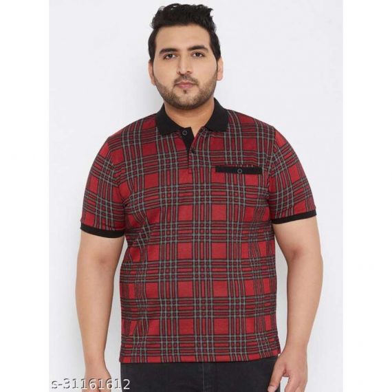 Austivo Men's Maroon Half Polo Neck T-Shirt