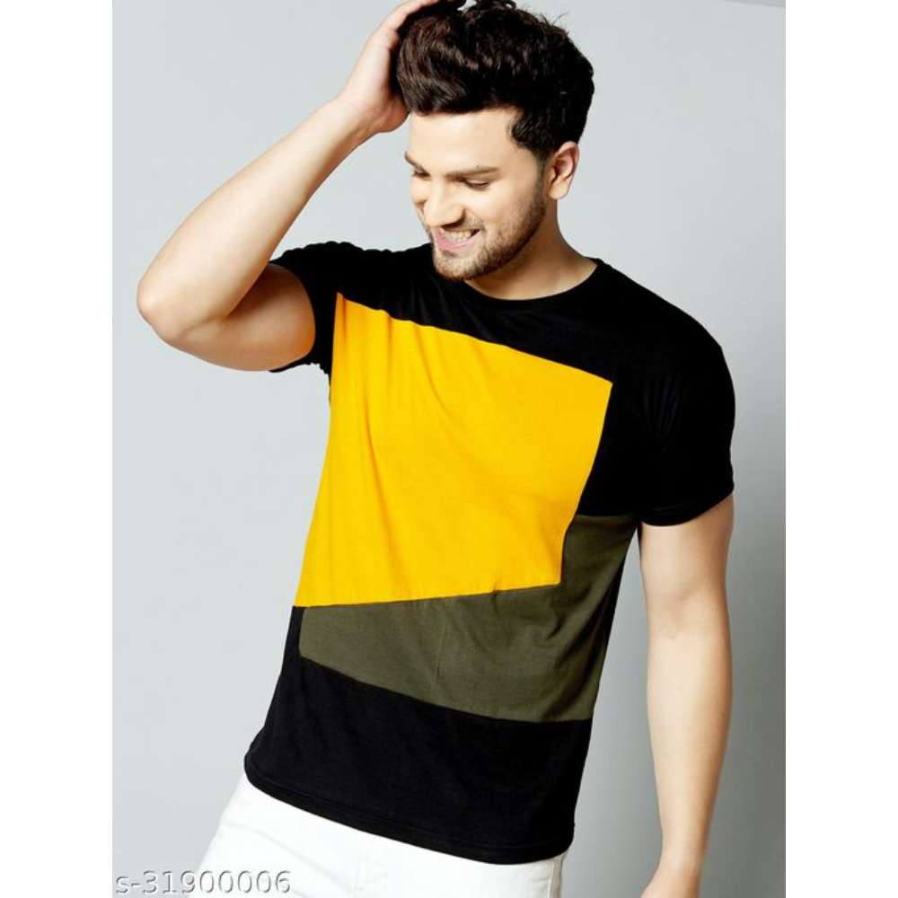 Ausk Color Block Men's Round Neck T-Shirt