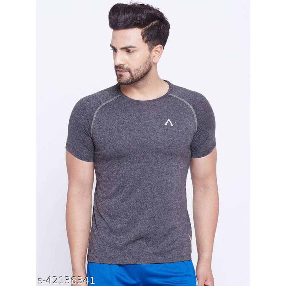 Austin Wood Men's Grey Round Neck Active Fastdry T-shirt