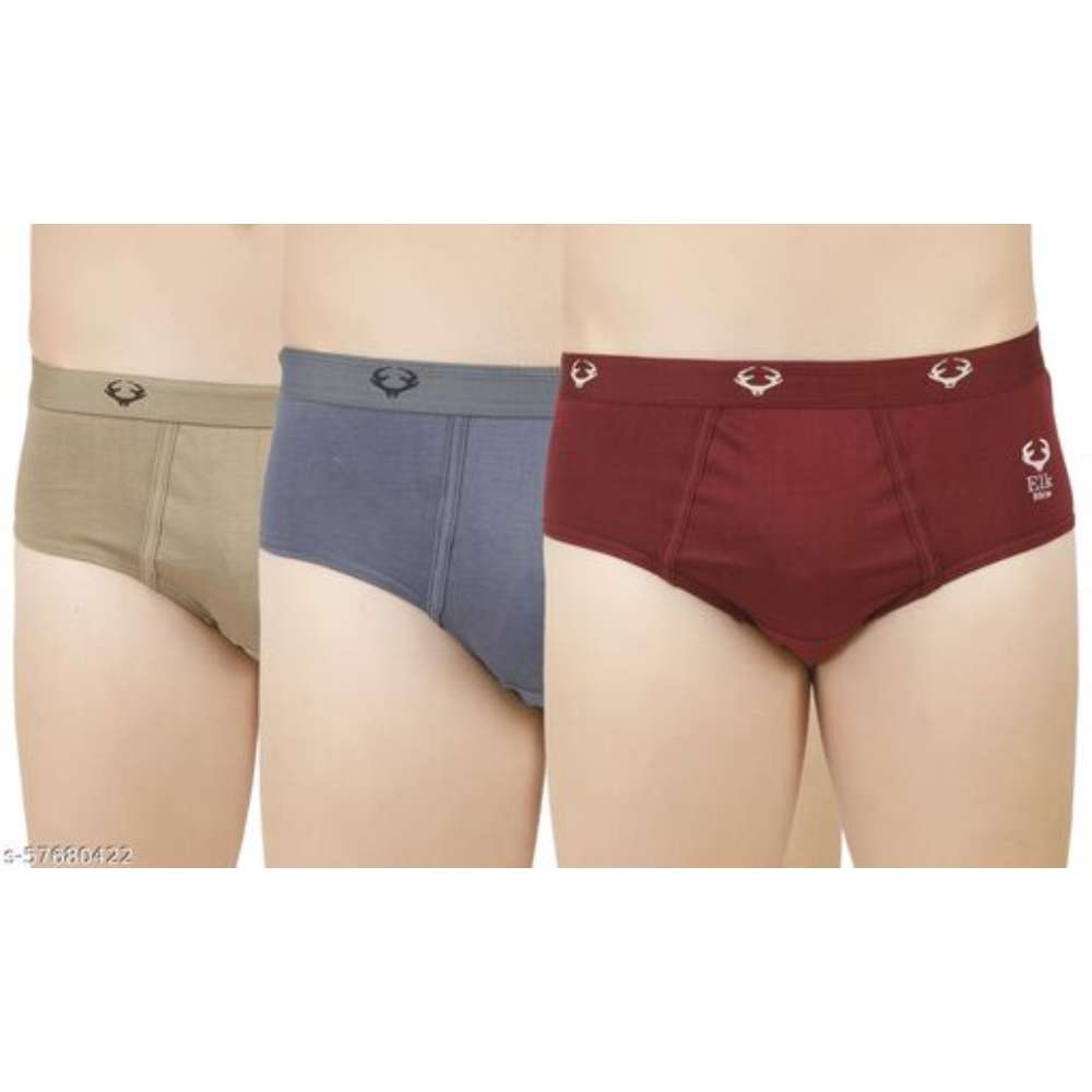 ELK Mens Cotton Outer Elastic Brief Multicolor (Pack of 3)