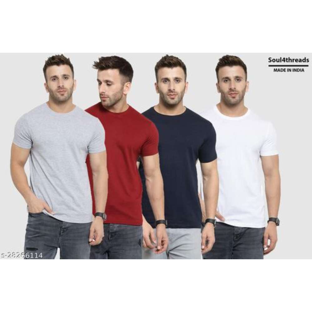 Men`s Premium Cotton T-Shirt Pack of 4
