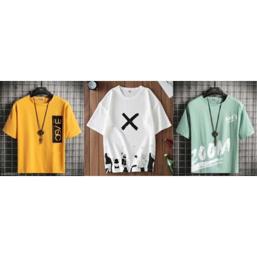 Fancy Modern Printed & Colourblock Round Neck T shirt