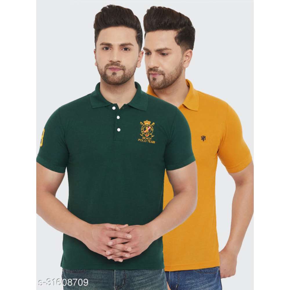The Million Club Men's Green Polo Neck Tshirt