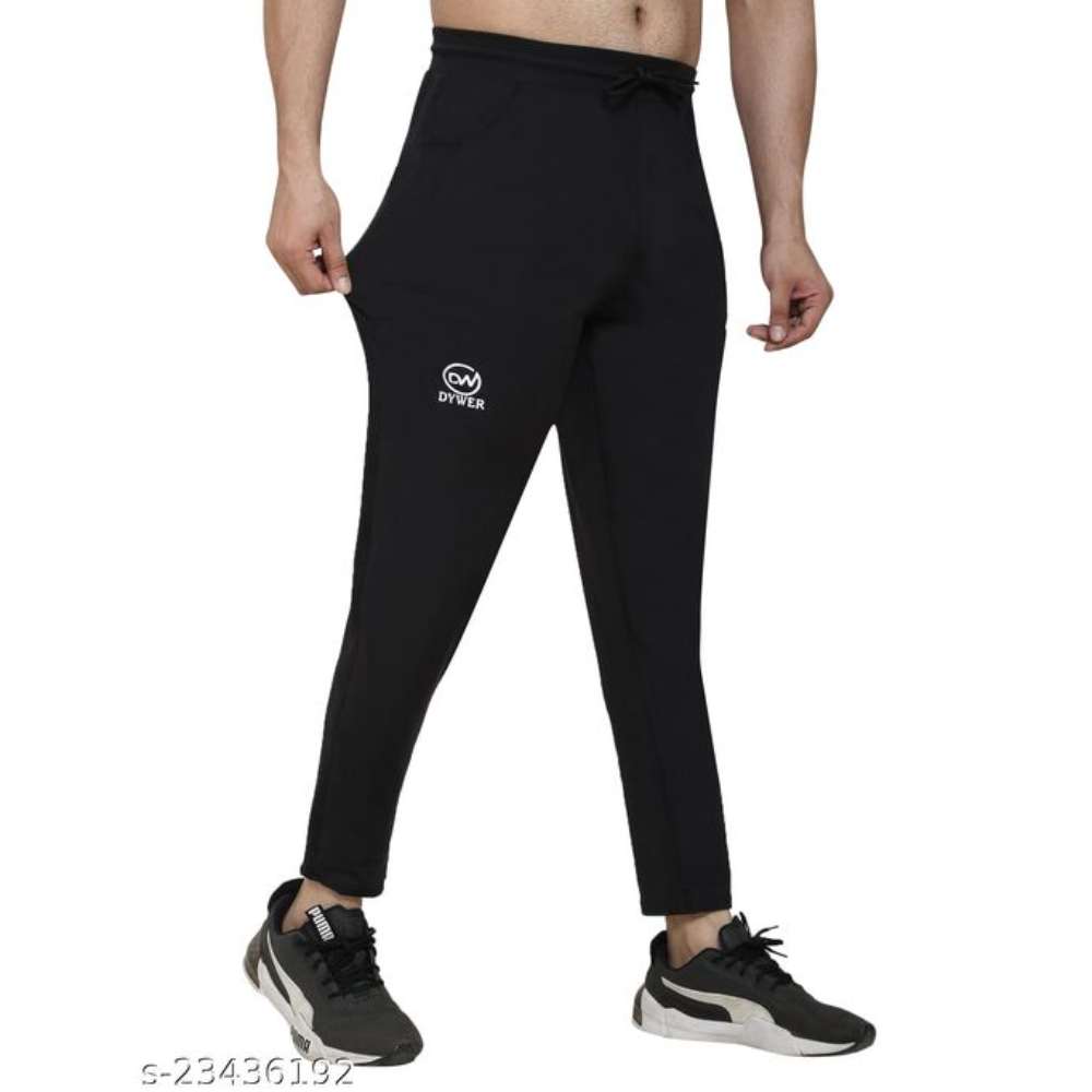 Stretchable comfortable sportswear track pant - BLACK