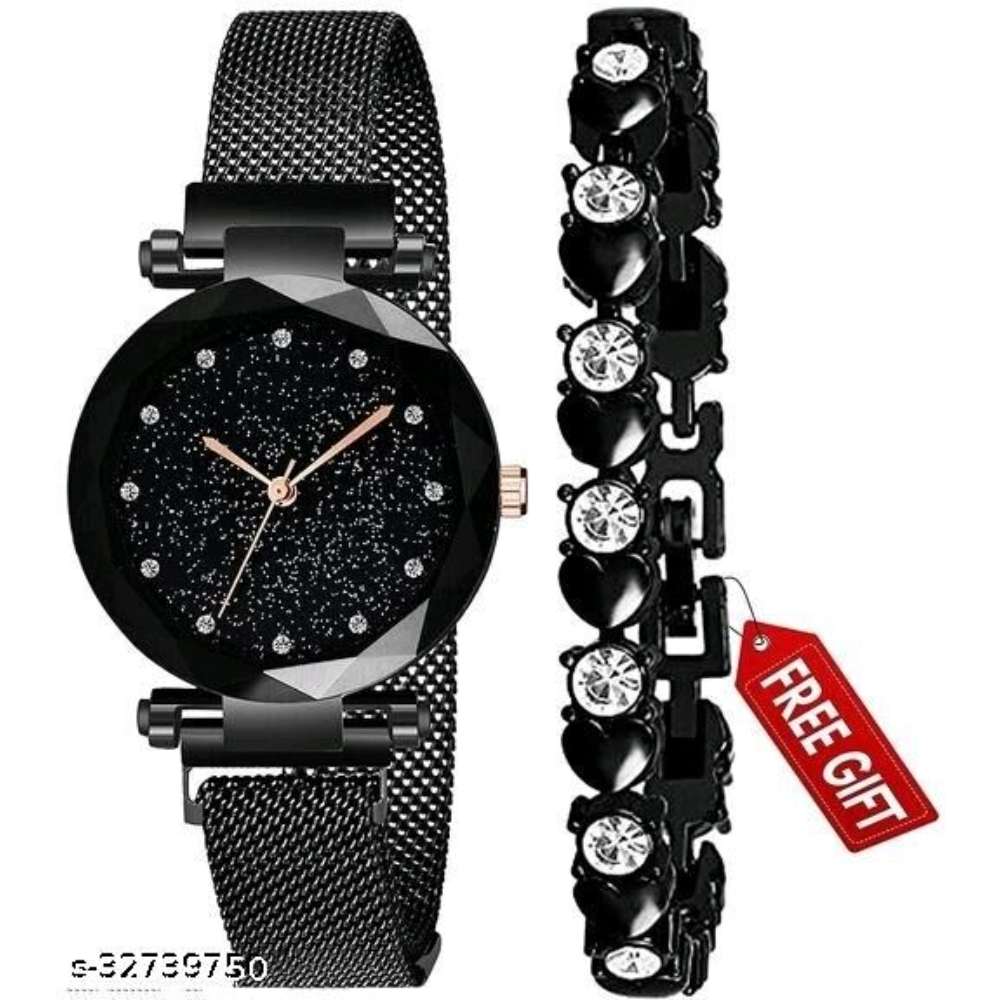 Ladies magnetic belt watch and bracelet combo