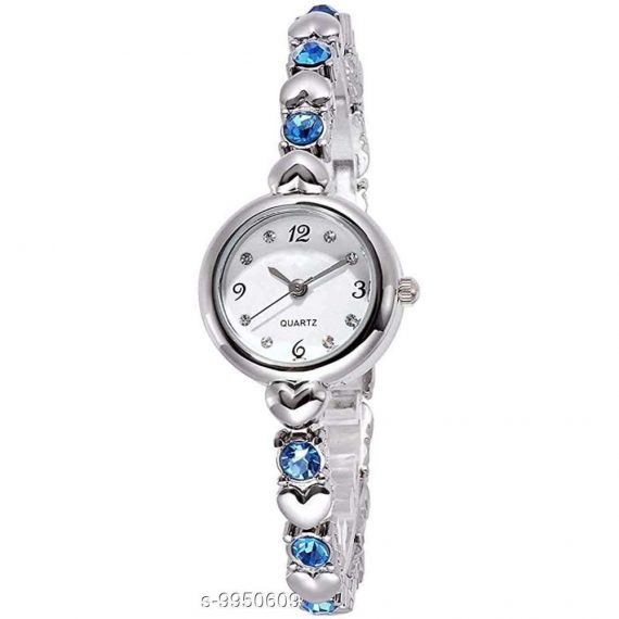 Niyati Nx Exclusive Choice Blue Diamond Studded Silver Chain Strap Analog Watch - for Girls and Women