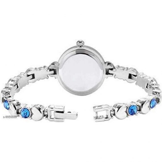Niyati Nx Exclusive Choice Blue Diamond Studded Silver Chain Strap Analog Watch - for Girls and Women