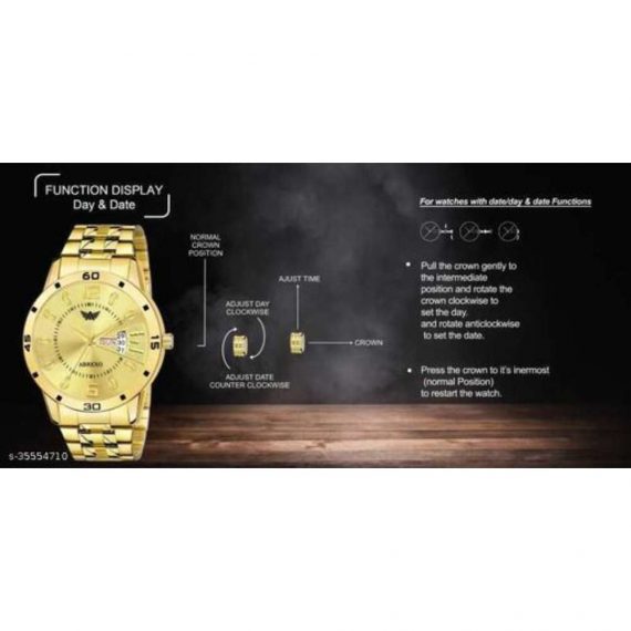Abrexo ABX-1220 Golden Dial Stainless Steel Analog Watch for Men & Boys
