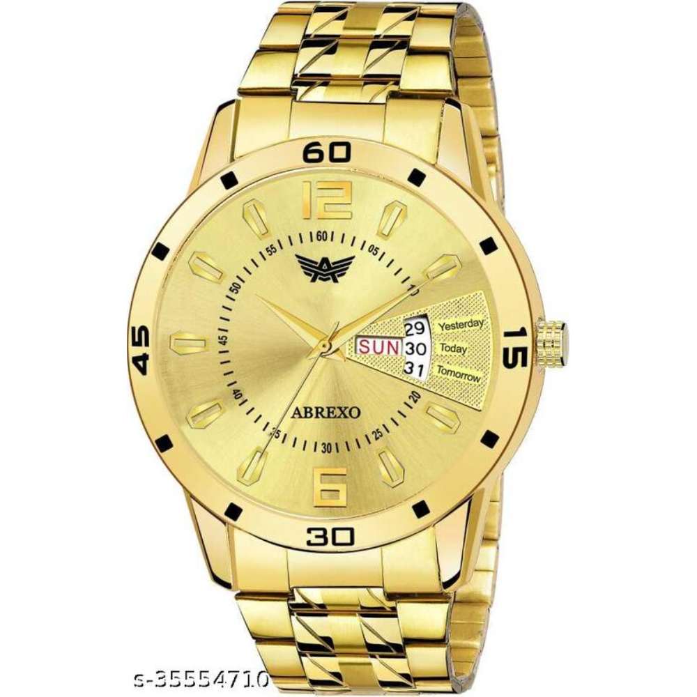 Abrexo ABX-1220 Golden Dial Stainless Steel Analog Watch for Men & Boys