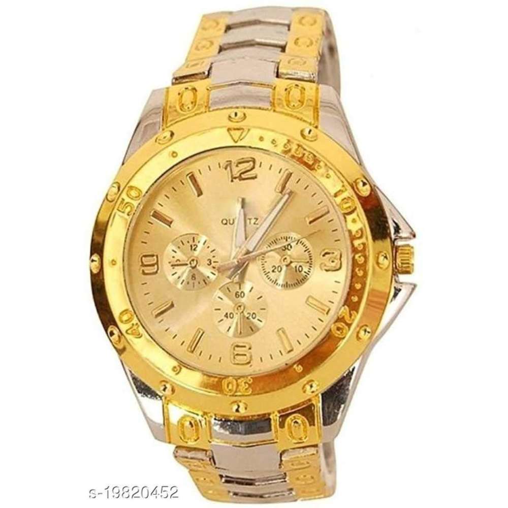 Analogue Gold Dial Watch For Men Elios-Gold-Silver-05