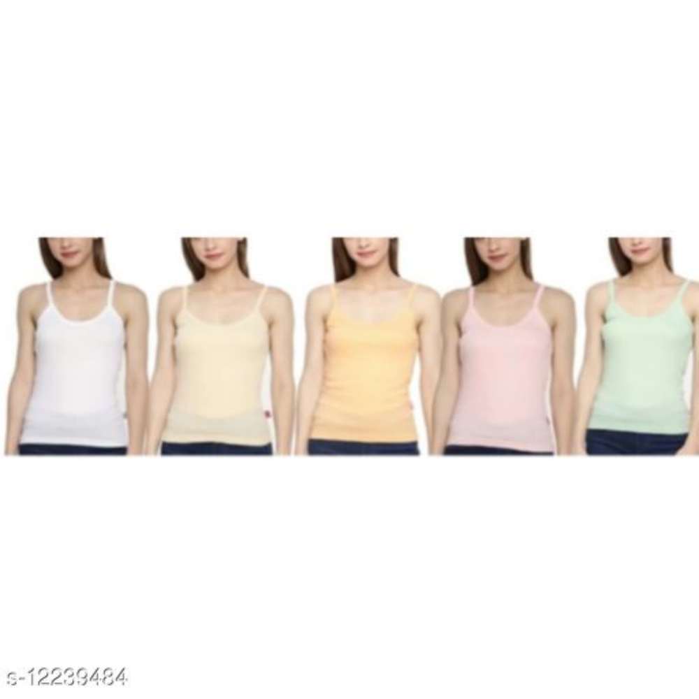 Women Pack of 5 White Cotton Camisoles