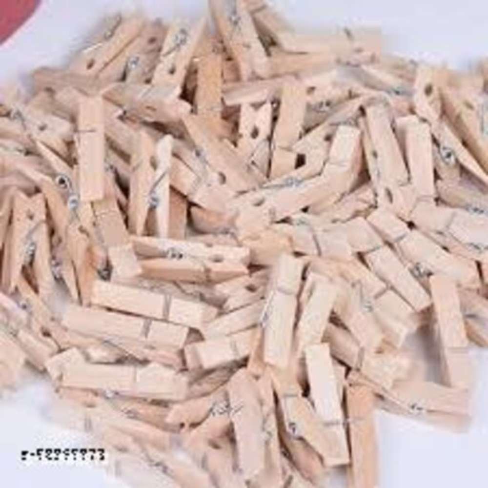 APS Enterprises-(Pack of 40) Natural Bamboo Cloth Pegs, Wooden Clips, Clips for Decoration, Clips for Art and Craft