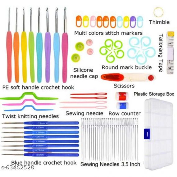 Corslet 77 PCS Crochet Hooks Set Stainless Steel Knitting Needles Stitches Sewing Knitting Kit Accessories DIY Stitch Markers Kit for Crocheting-Yarn 3.5 Inch 25 Sewing Needle for Beginners to Knit Hats, Socks, Sweaters
