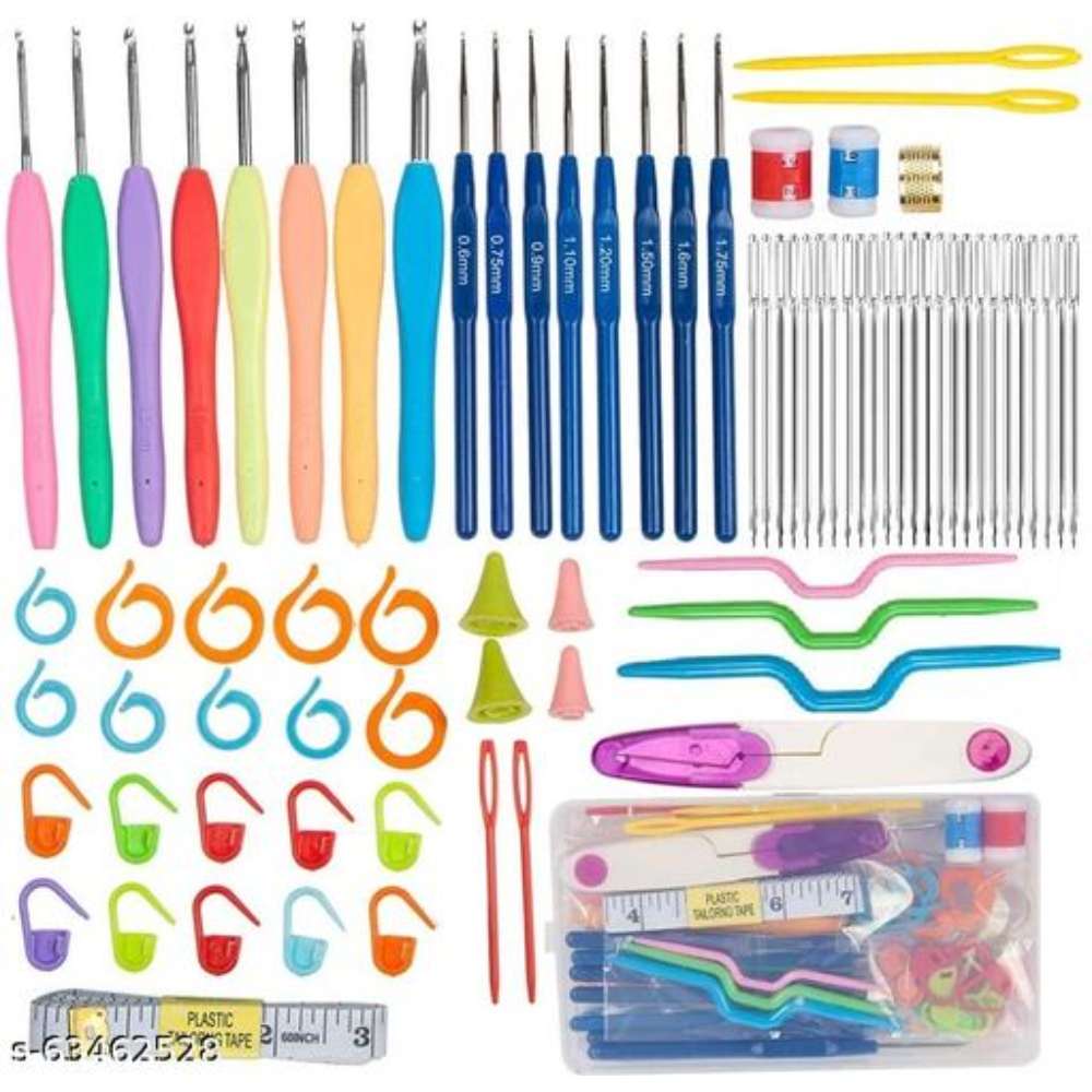 Corslet 77 PCS Crochet Hooks Set Stainless Steel Knitting Needles Stitches Sewing Knitting Kit Accessories DIY Stitch Markers Kit for Crocheting-Yarn 3.5 Inch 25 Sewing Needle for Beginners to Knit Hats, Socks, Sweaters