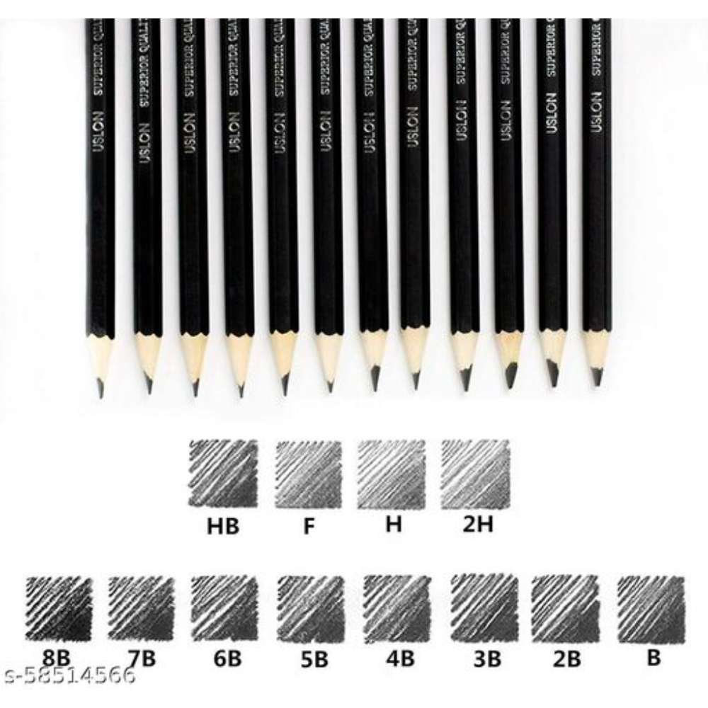 SYGA Professional Sketch and Drawing Pencils ?Art Pencil Box Contains 12 Pieces Set B 2B 3B 4B 5B 6B 7B 8B HB H 2H F
