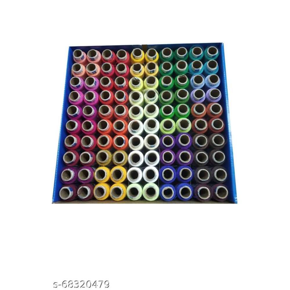 Cartmxx Super Moon Threads Polyester Sewing Threads Box, 180 MTS (Multicolour) -Set of 100 Spools