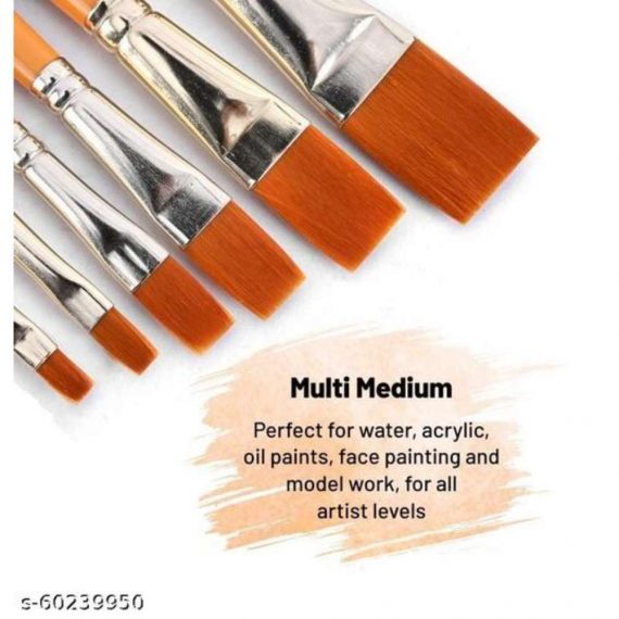 6 Paint Artist Brushes Set (Flat) for Acrylic / Watercolor / Oil Painting (Pack of 1, 6 Brushes)