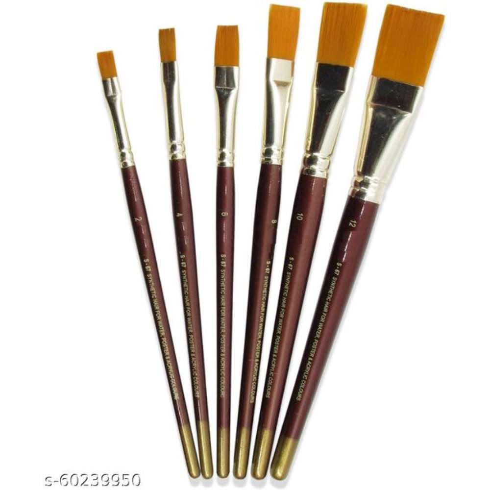 6 Paint Artist Brushes Set (Flat) for Acrylic / Watercolor / Oil Painting (Pack of 1, 6 Brushes)
