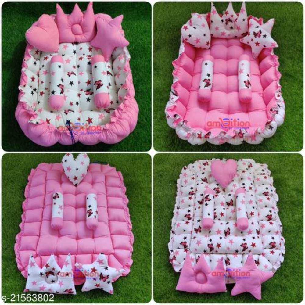 baby tub bed with rectangle shape and 4 in 1 reversabel design with set of 5 pillows for 0-2 years
