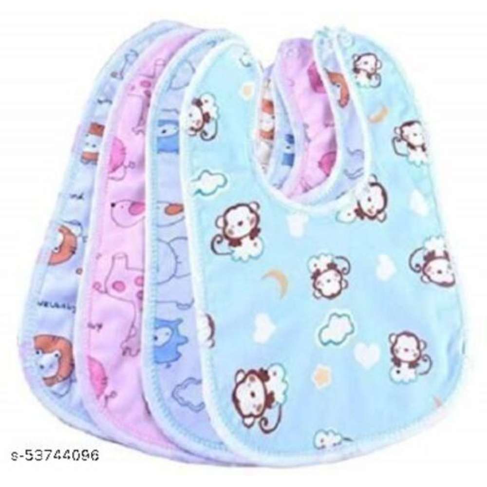 FIRST TREND Baby Double Layered Waterproof Bibs Pack Of 4 (Multicolor)