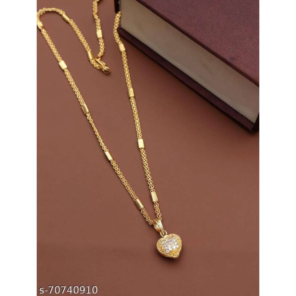 Gold Plated Locket Brass Pendant Designer Jewelry With Chain/Chain Pendant Set/Chain Pendant For Girls/Chain Pendant Set For Girls/Chain For Women/Imitation Jewelry/Designer Chain Pendant for Girls And Womens