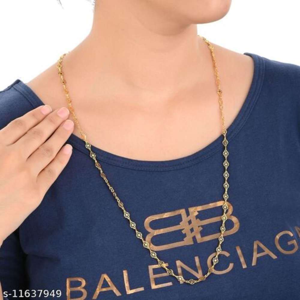 AanyaCentric 28 inches Long Combo of 2 Trendy Fancy Stylish Necklace Chains for Women Girls