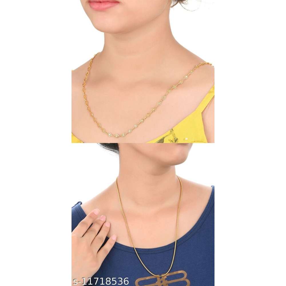 AanyaCentric 22 inches Long Combo of 2 Trendy Fancy Stylish Necklace Chains for Men Women Girls Boys