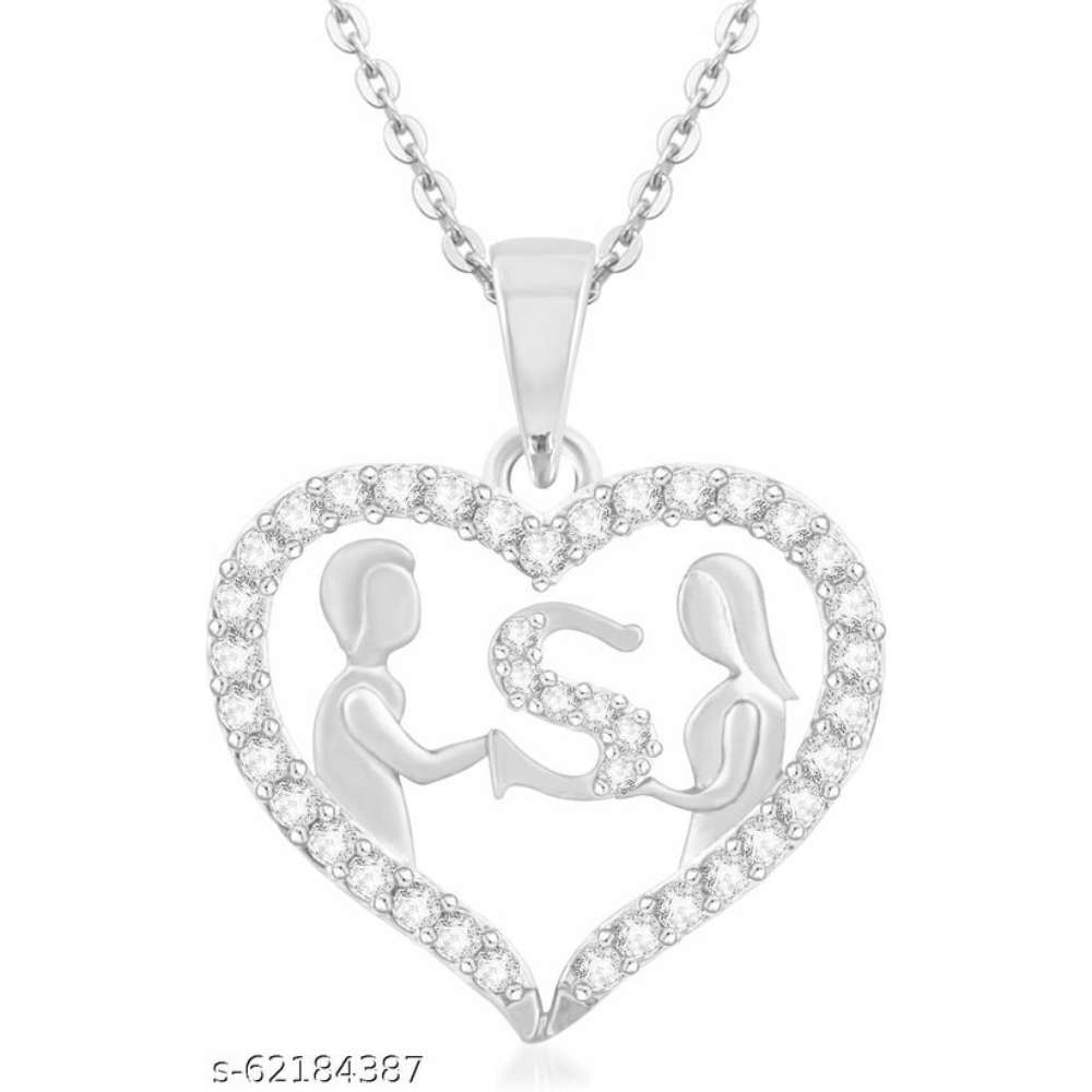Couple Pendant "S" Letter Silver Gold plated Valentine Latest American Diamond for Women Girls Girlfriend Men Boys Couples Lovers Design alphabet Cubic Zirconia Brass Chain Pendant