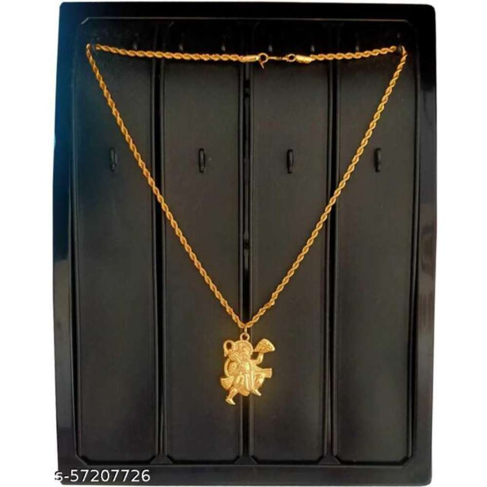 Pendant Locket with Chain Gold Plated Stylish Fancy Latest Design Collection Fashion Jewellery for Boys and men Gold-plated Cubic Zirconia Alloy, Brass Pendant