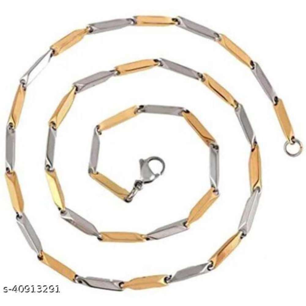 golden and silver dualtone design chain for mens and boys
