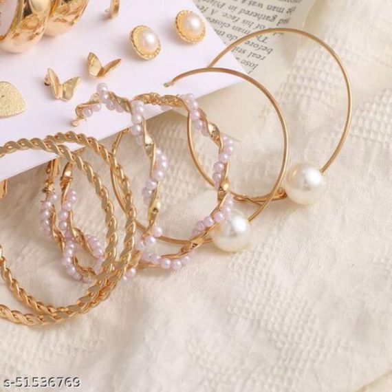 Destiny Jewels Women's Earrings Set Fashion Pearl Geometric Stud Earrings Combo of 9