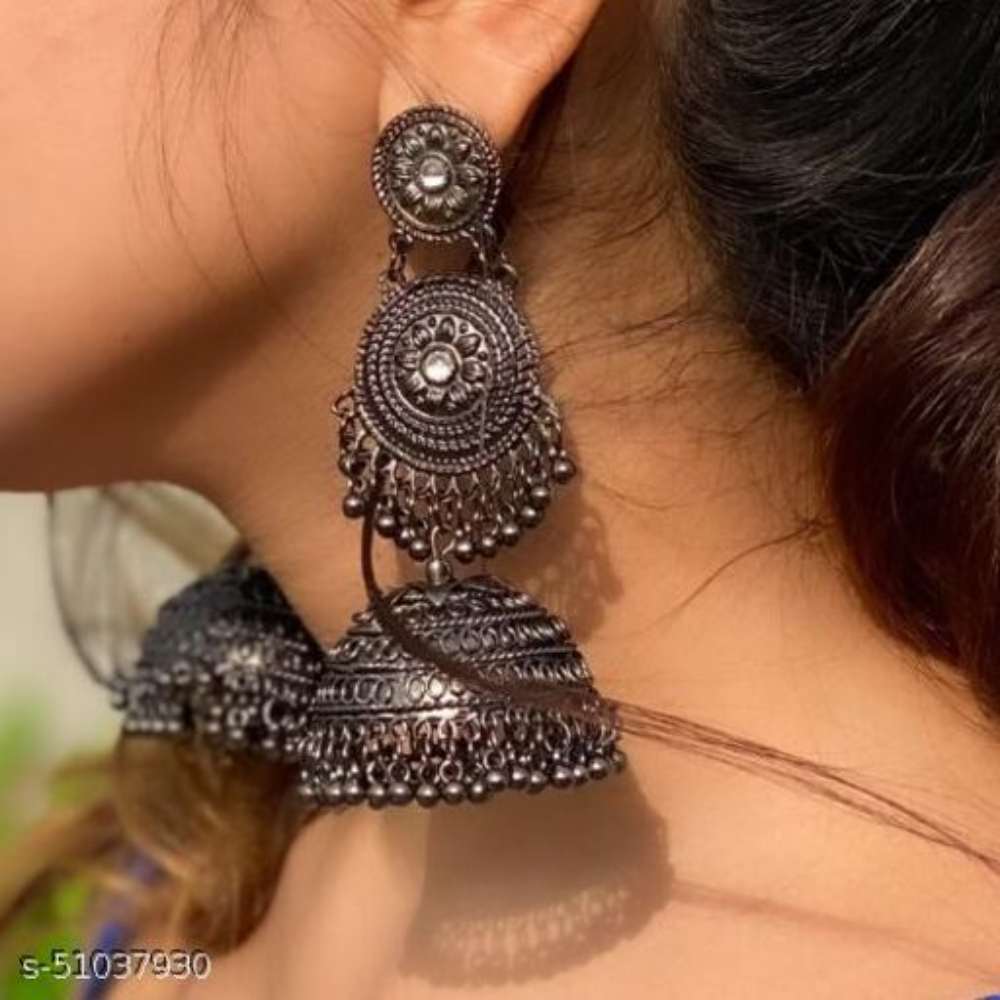 Justrealdeal Oxidized Jhumki Earrings for Women Design 02