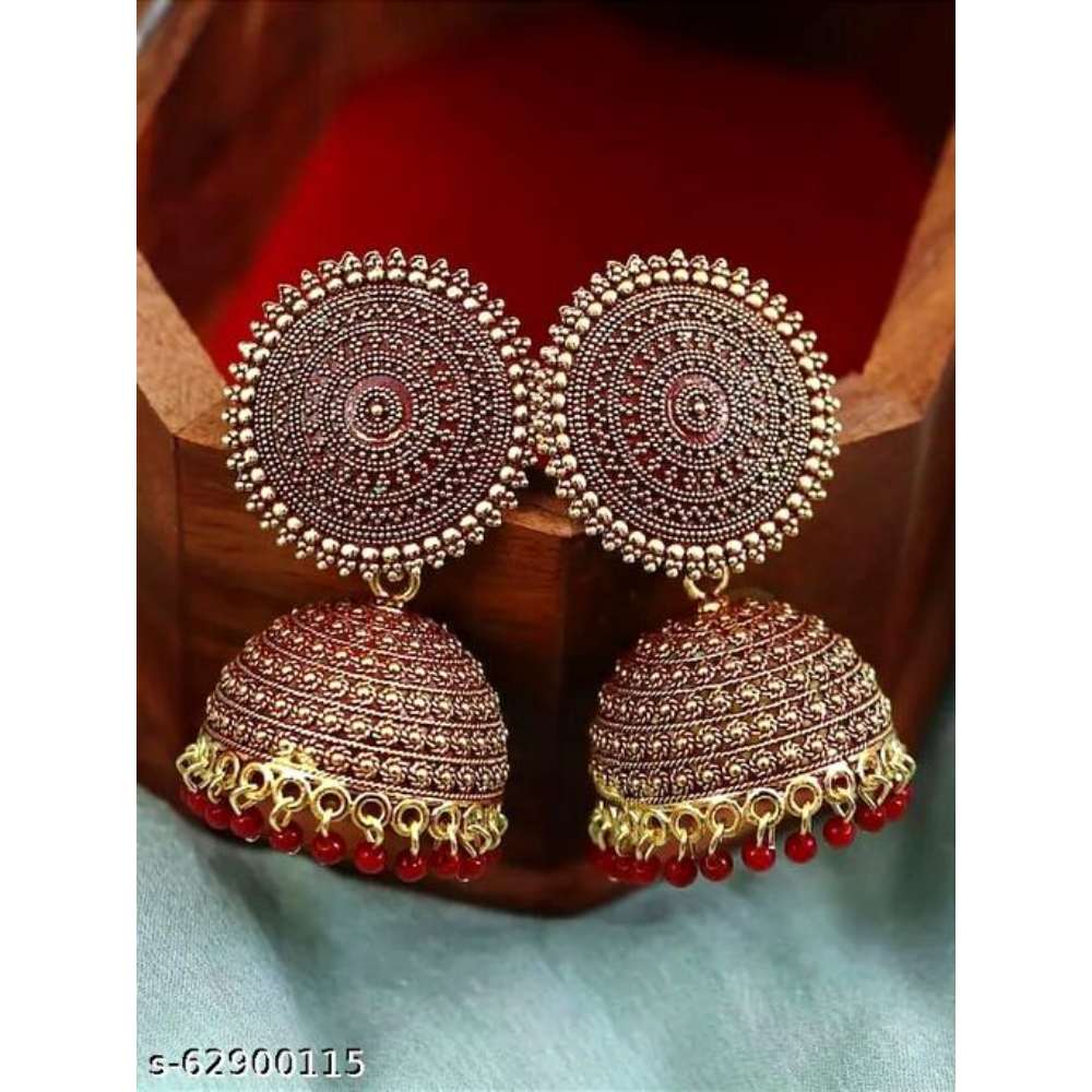 Kundan Jhumka For Girls and Women. (Red Color) Earrings & Studs