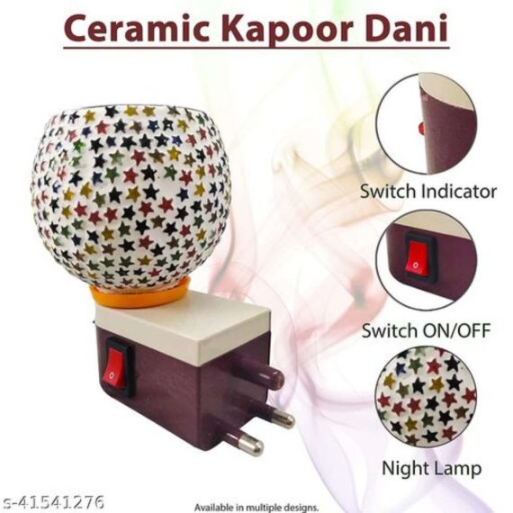 Starvis Electric Shock Proof Plug in Camphor Diffuser Incense Burner Holder Kapoor Dani Bakhur Oodh Liquid Fragrance Aroma Oil Puja Cum Night Lamp with Switch (Mix Colours and design)