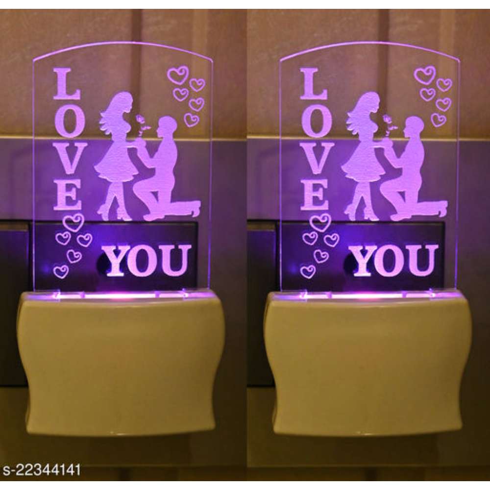 Afast 3D Illusion Loveable Gifting LED Plug & Play Wall Lamp , (Pack Of 2)