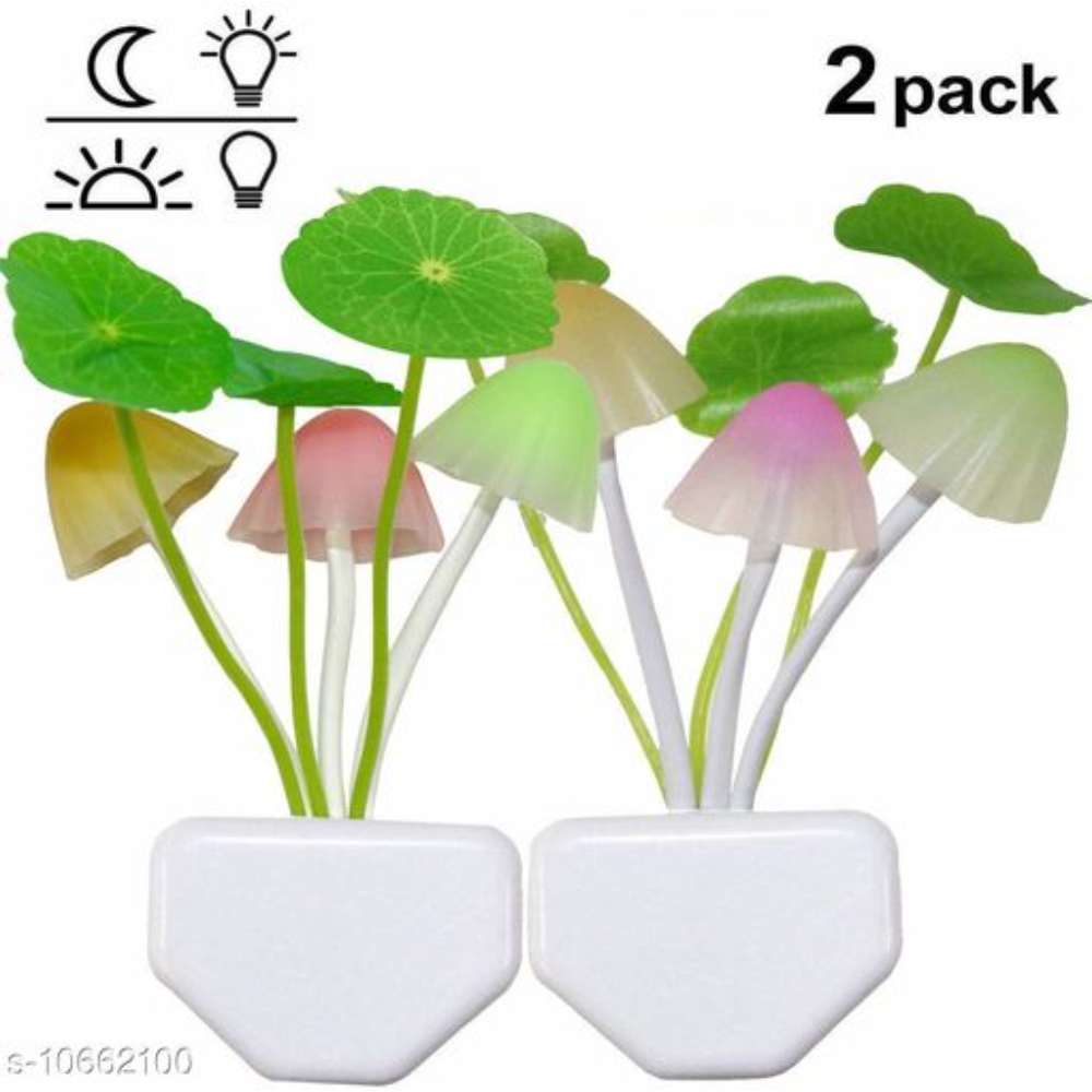 Night lamp with Plug Smart Sensor Auto on-Off Mushroom Flowers Bulbs for Home Decor,Bedroom Corridor (Multicolor,2 PS )