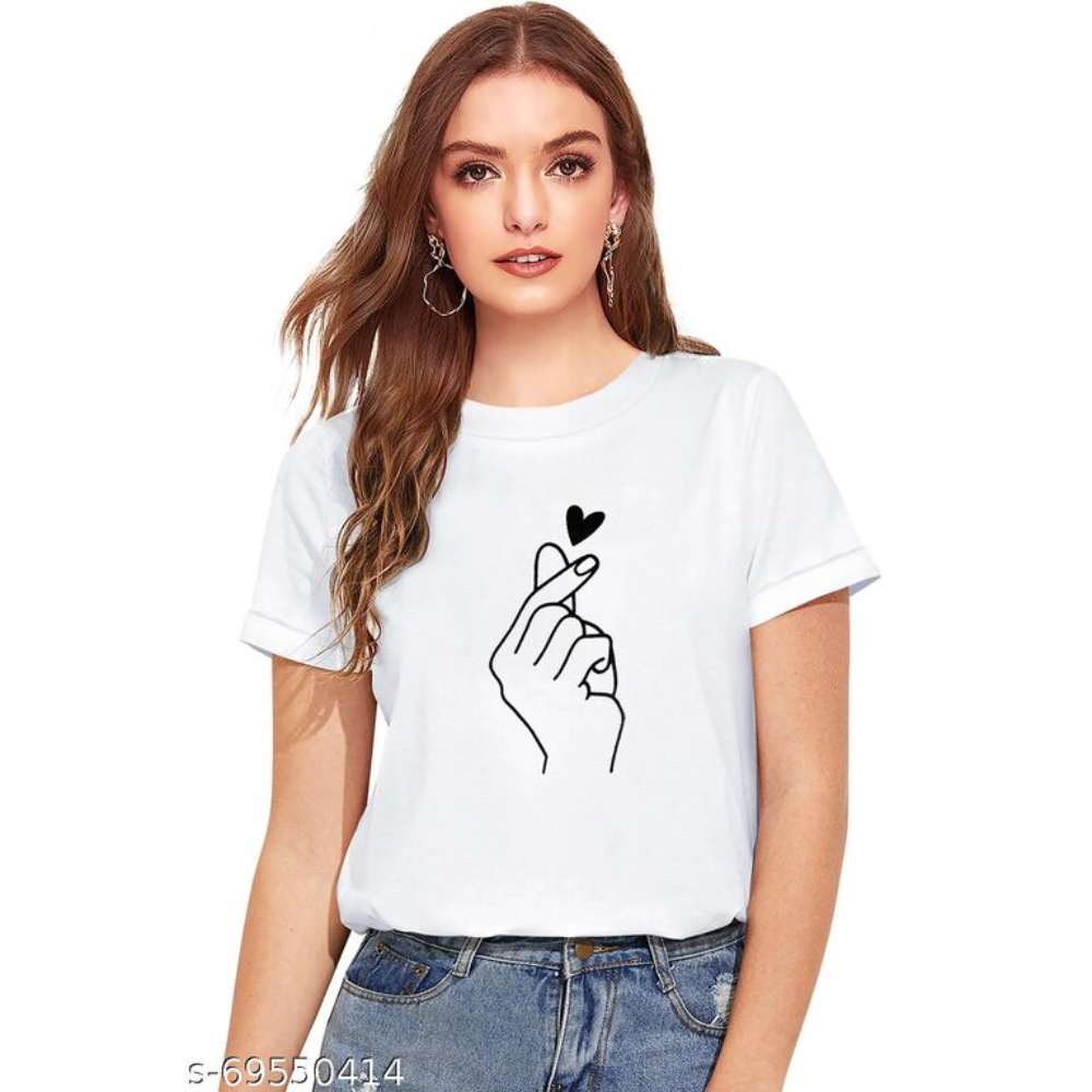 Stylish Wear Printed Women Round Neck Yellow T-Shirt.