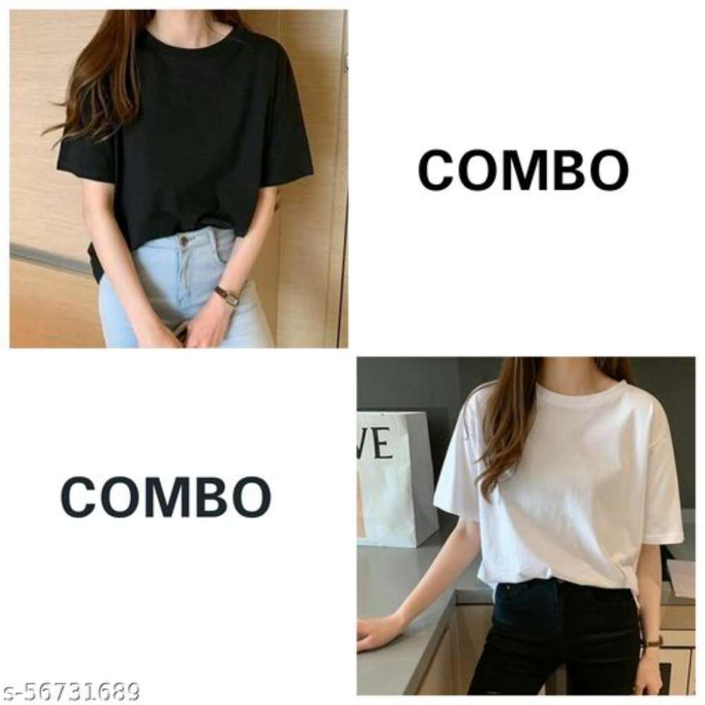 COMBO WHITE AND BLACK PLAIN TSHIRT