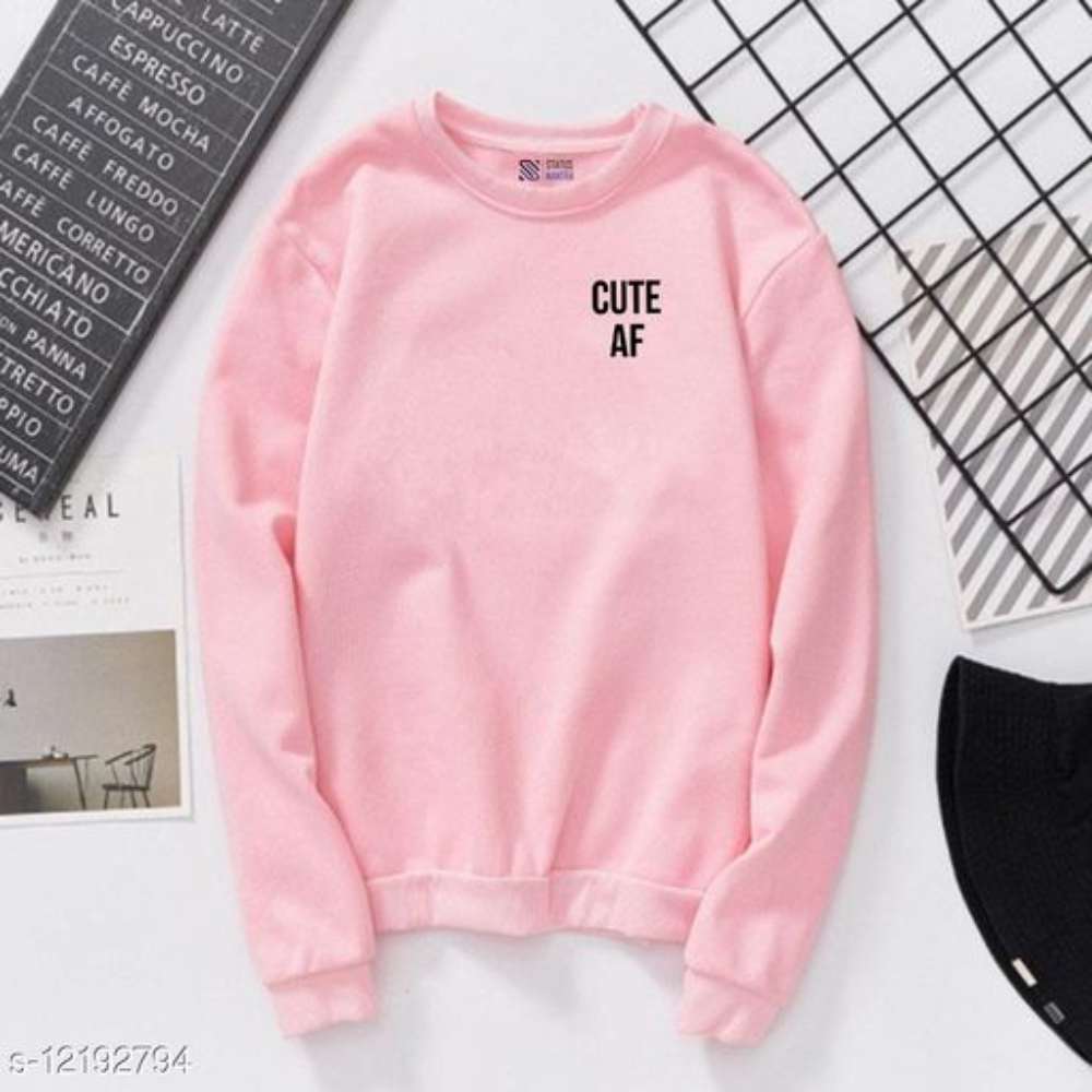 Cute AF Printed Casual T-Shirt| Full Sleeves Printed T-shirt for Women's and Girls
