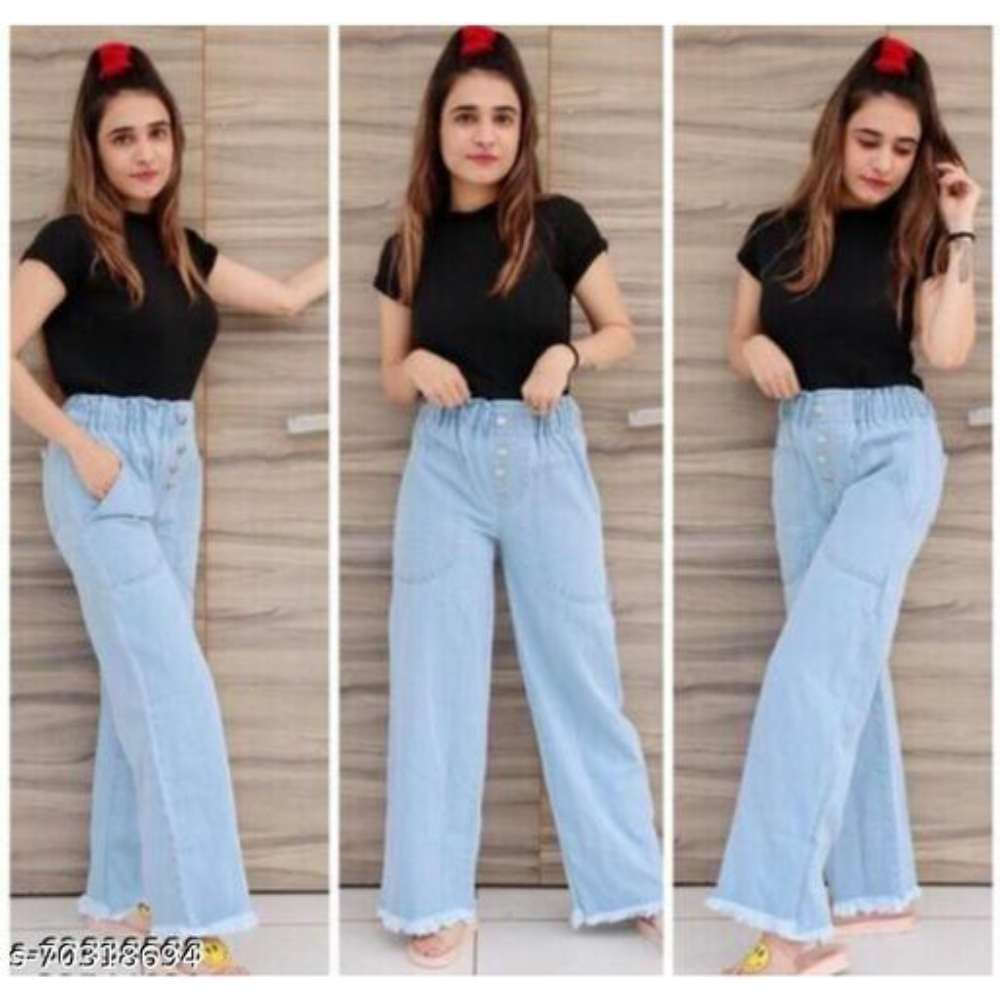 Lee Trendy Fancy Full Length Stretchable Regular Women Denim Plazzo For Girls