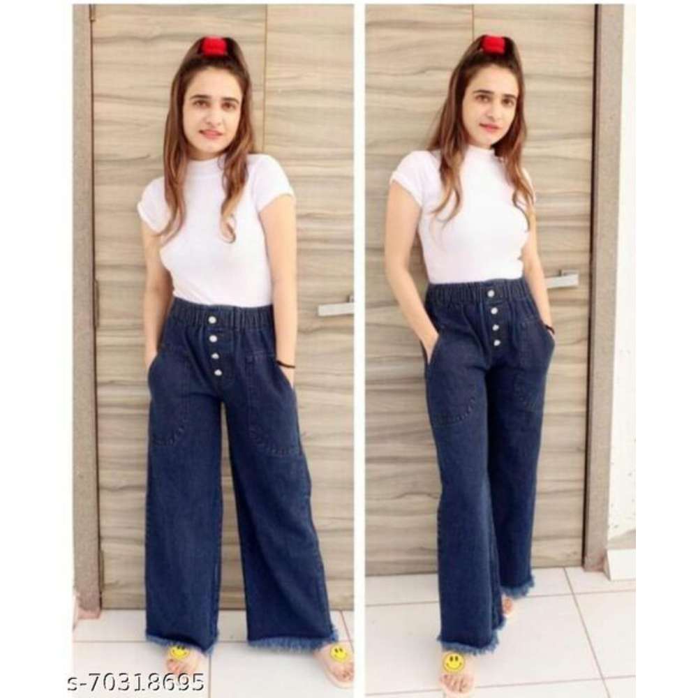 Lee Trendy Fancy Full Length Stretchable Regular Women Denim Plazzo For Girls